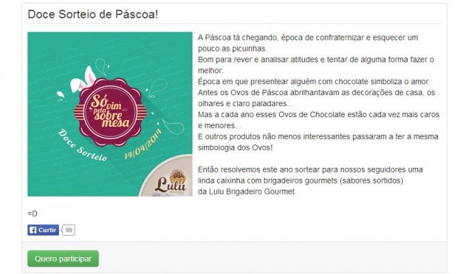 [Página do Sorteio na nossa fanpage]